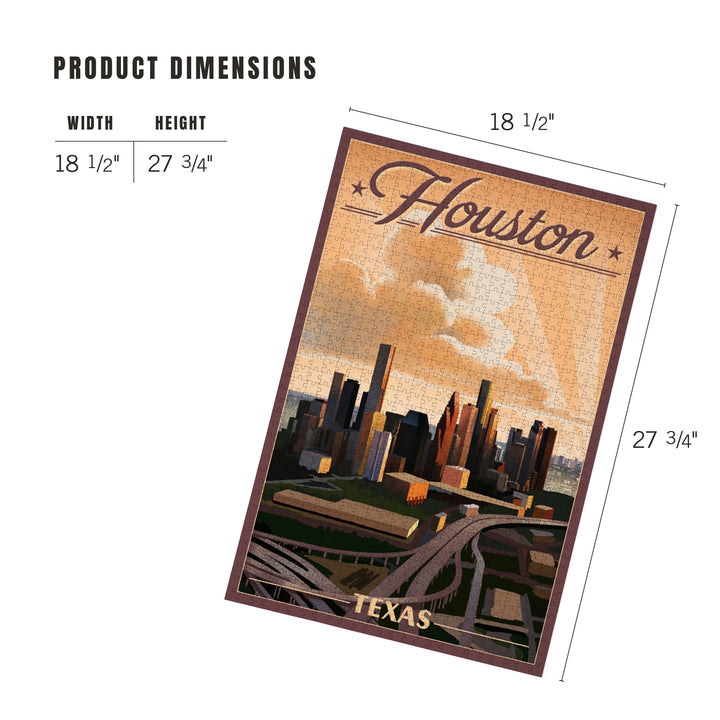 Houston, Texas, Lithograph, Jigsaw Puzzle Puzzle Lantern Press 