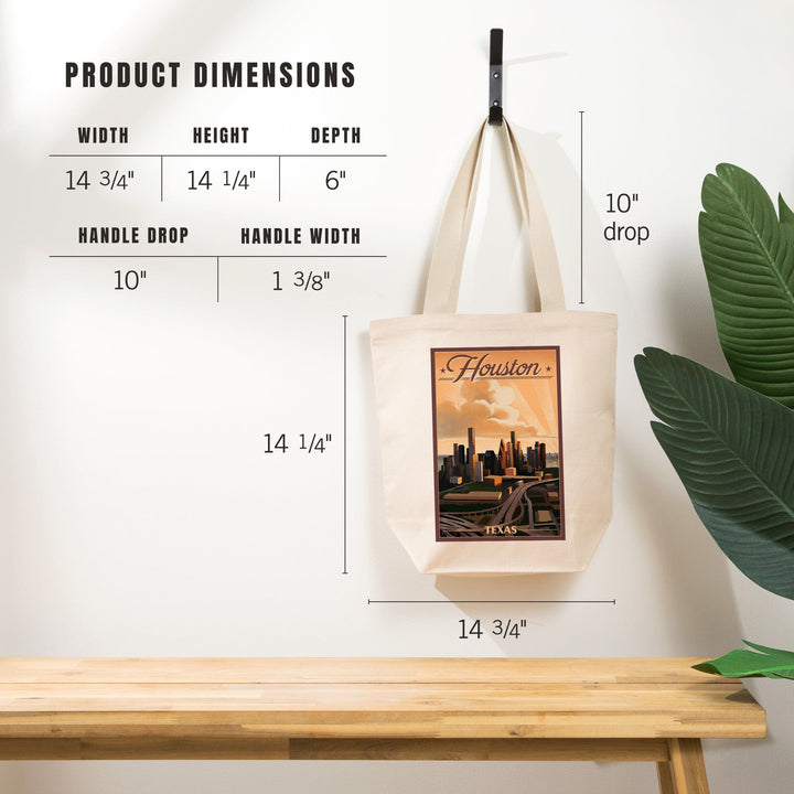 Houston, Texas, Lithograph, Tote Bag Totes Lantern Press 