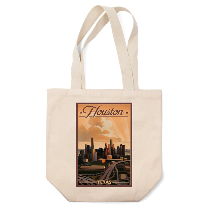 Houston, Texas, Lithograph, Tote Bag Totes Lantern Press 