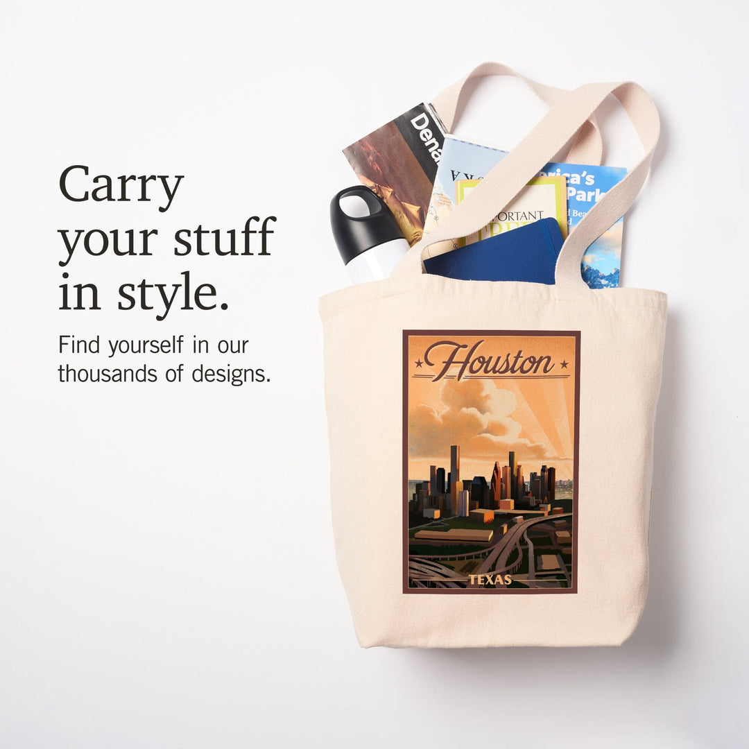 Houston, Texas, Lithograph, Tote Bag Totes Lantern Press 
