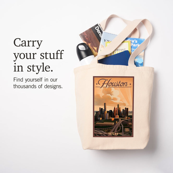 Houston, Texas, Lithograph, Tote Bag Totes Lantern Press 