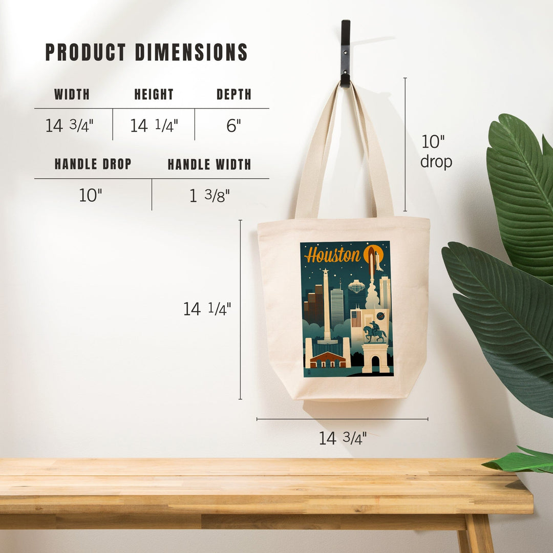Houston, Texas, Retro Skyline, Tote Bag Totes Lantern Press 