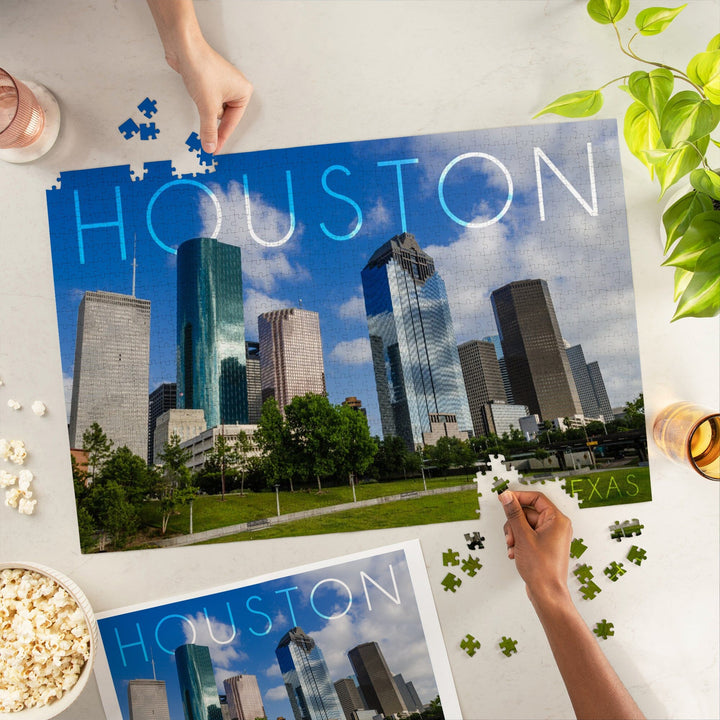 Houston, Texas, Skyline and Blue Sky, Jigsaw Puzzle Puzzle Lantern Press 