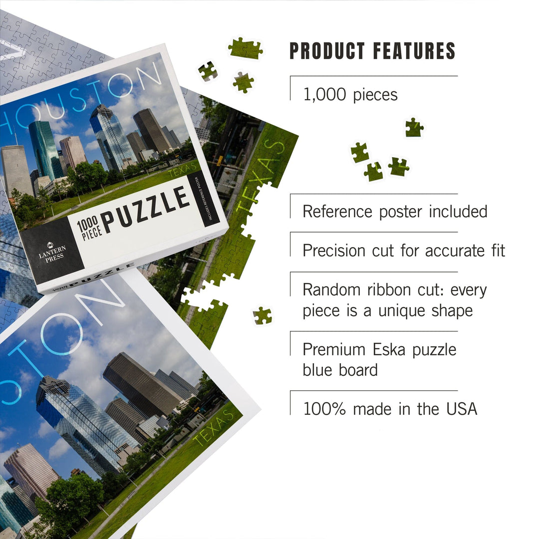 Houston, Texas, Skyline and Blue Sky, Jigsaw Puzzle Puzzle Lantern Press 