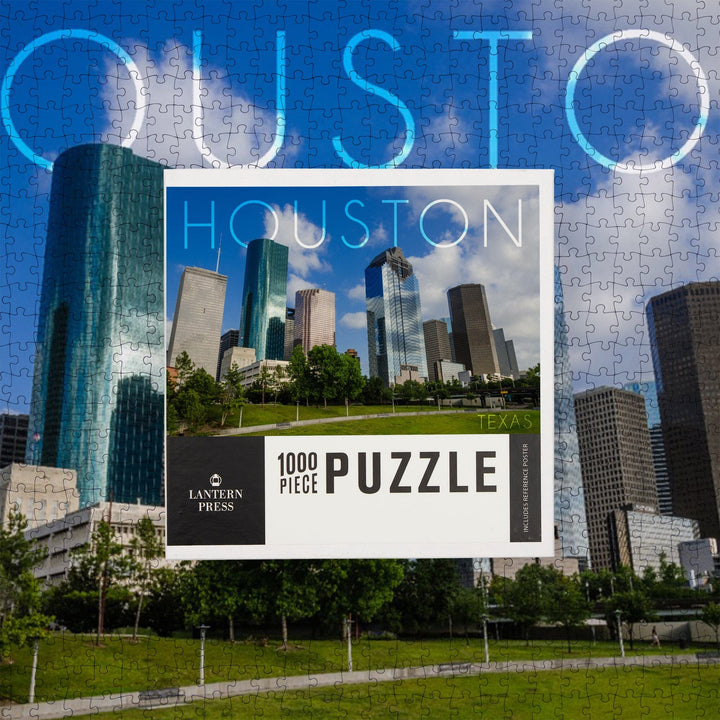 Houston, Texas, Skyline and Blue Sky, Jigsaw Puzzle Puzzle Lantern Press 