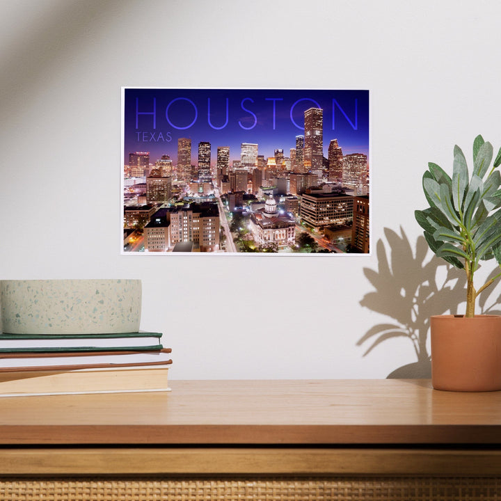 Houston, Texas, Skyline at Night, Art & Giclee Prints Art Lantern Press 