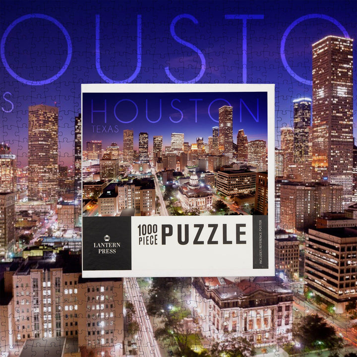 Houston, Texas, Skyline at Night, Jigsaw Puzzle Puzzle Lantern Press 