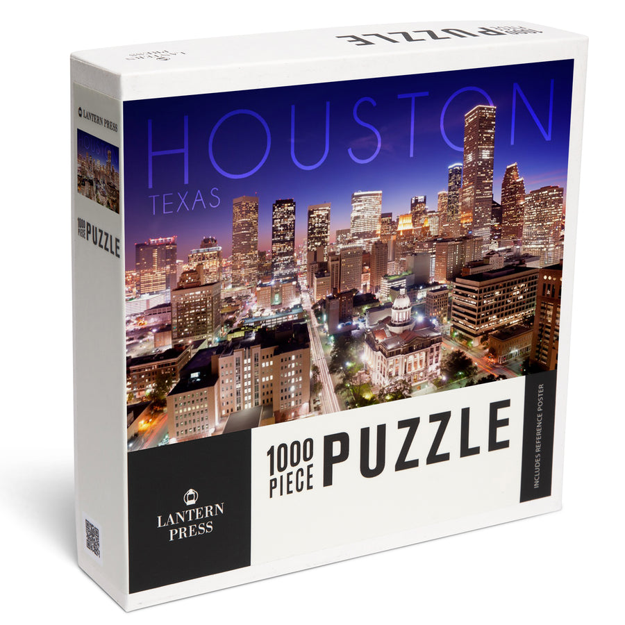 Houston, Texas, Skyline at Night, Jigsaw Puzzle Puzzle Lantern Press 