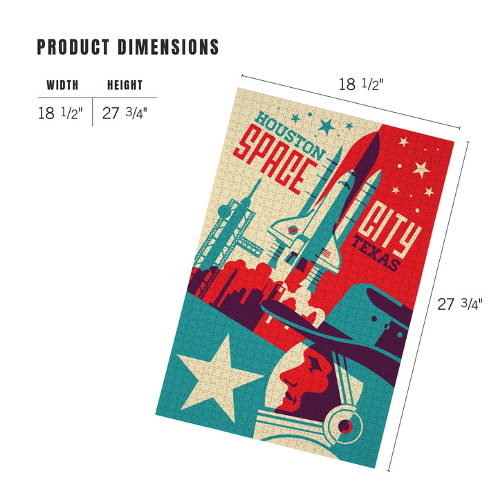Houston, Texas, Space City, Vector, Jigsaw Puzzle Puzzle Lantern Press 