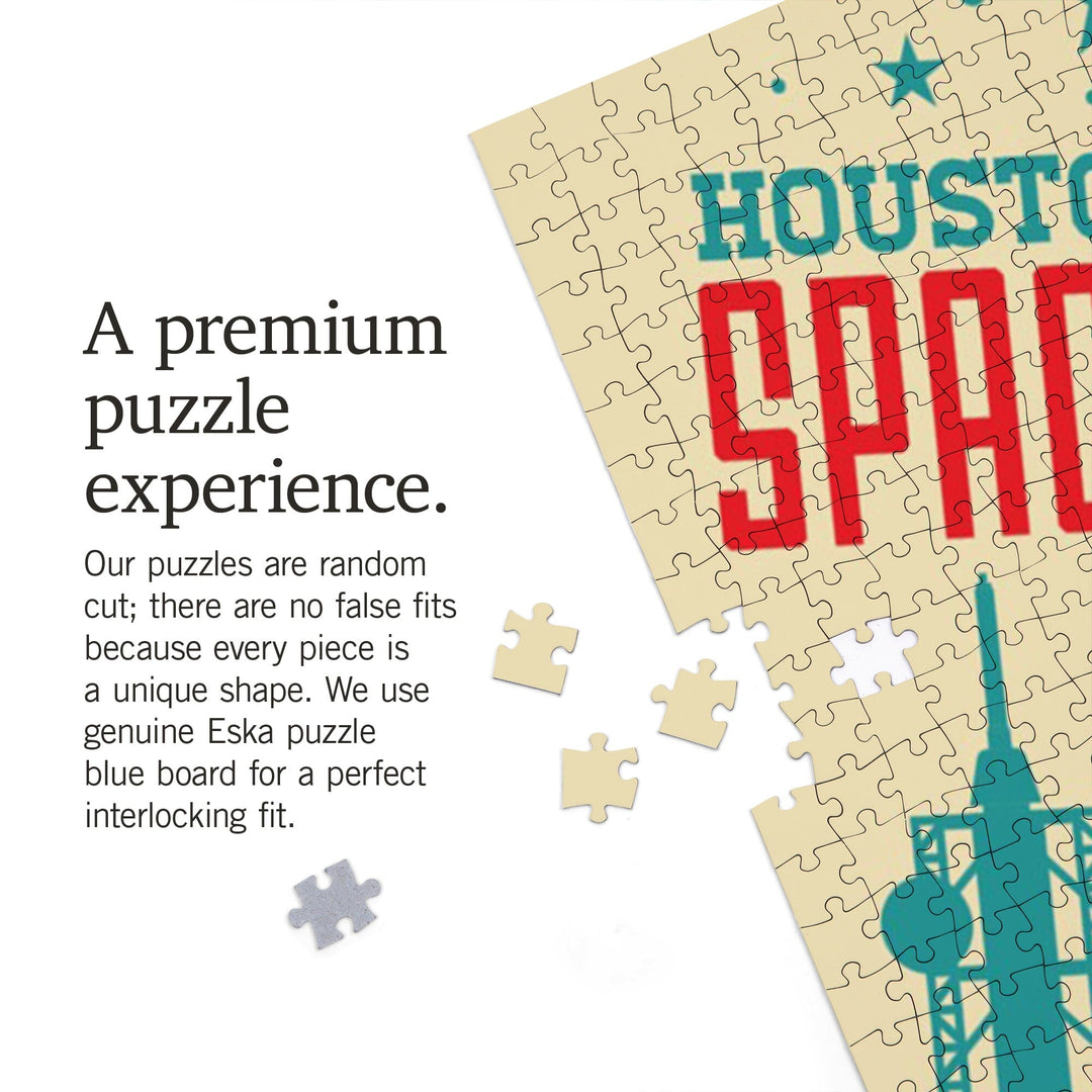Houston, Texas, Space City, Vector, Jigsaw Puzzle Puzzle Lantern Press 