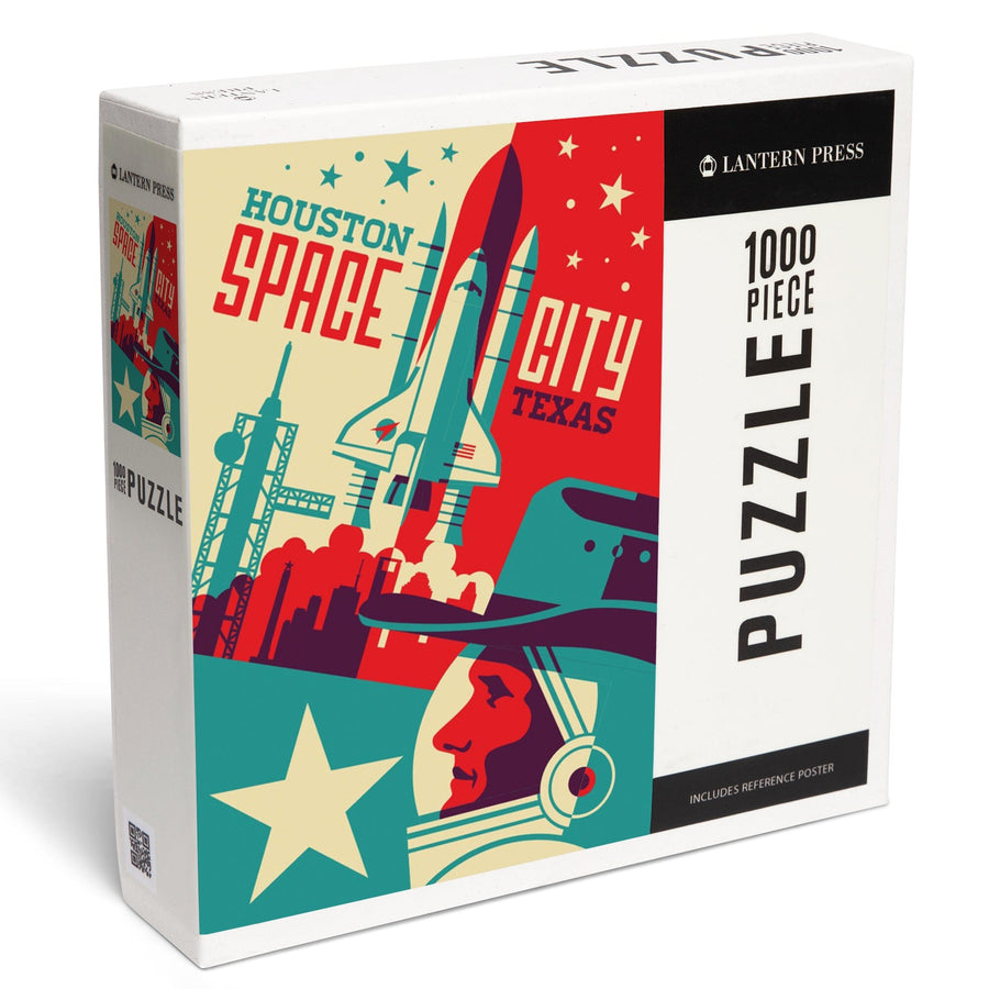 Houston, Texas, Space City, Vector, Jigsaw Puzzle Puzzle Lantern Press 