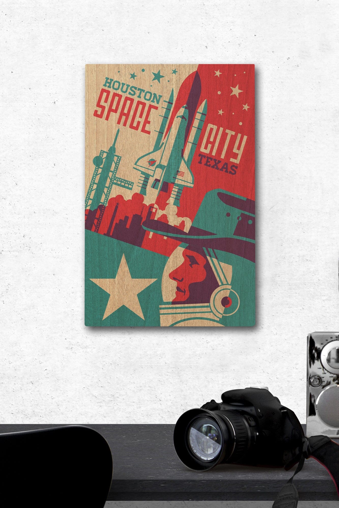 Houston, Texas, Space City, Vector, Lantern Press Artwork