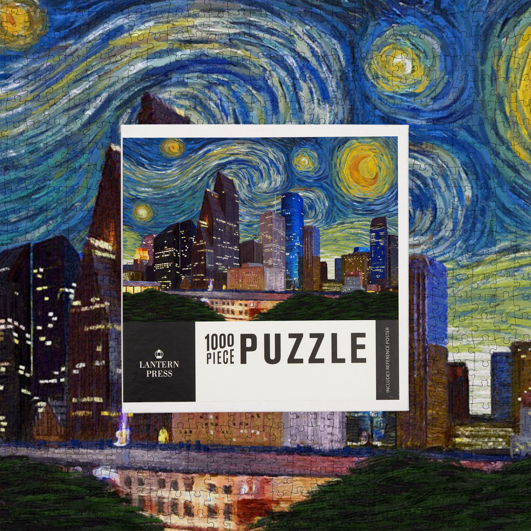 Houston, Texas, Starry Night City Series, Jigsaw Puzzle Puzzle Lantern Press 