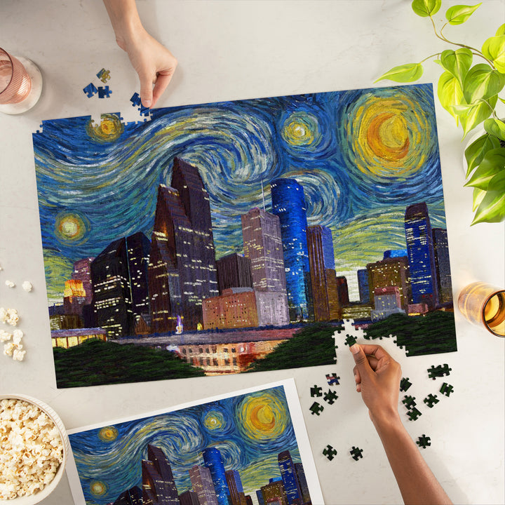 Houston, Texas, Starry Night City Series, Jigsaw Puzzle Puzzle Lantern Press 