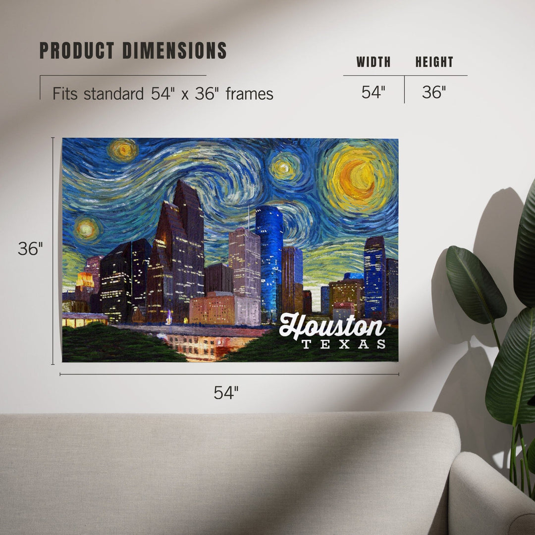 Houston, Texas, Starry Night Series, Art & Giclee Prints Art Lantern Press 
