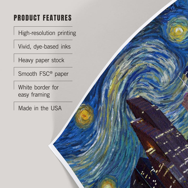Houston, Texas, Starry Night Series, Art & Giclee Prints Art Lantern Press 