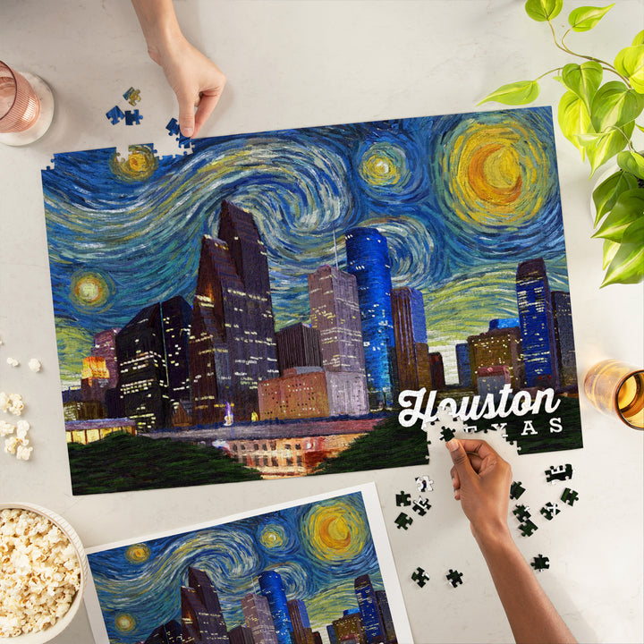 Houston, Texas, Starry Night Series, Jigsaw Puzzle Puzzle Lantern Press 