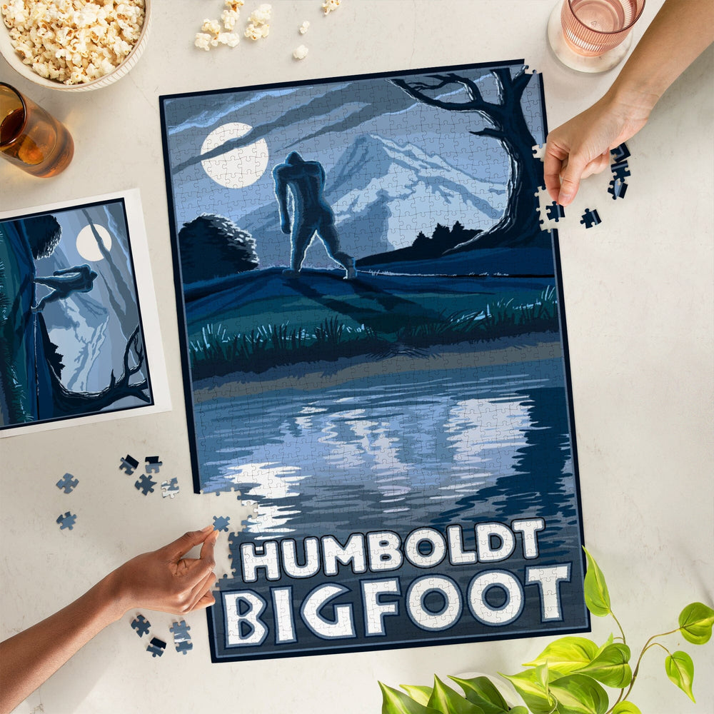 Humboldt, California, Bigfoot and Mountain, Jigsaw Puzzle Puzzle Lantern Press 