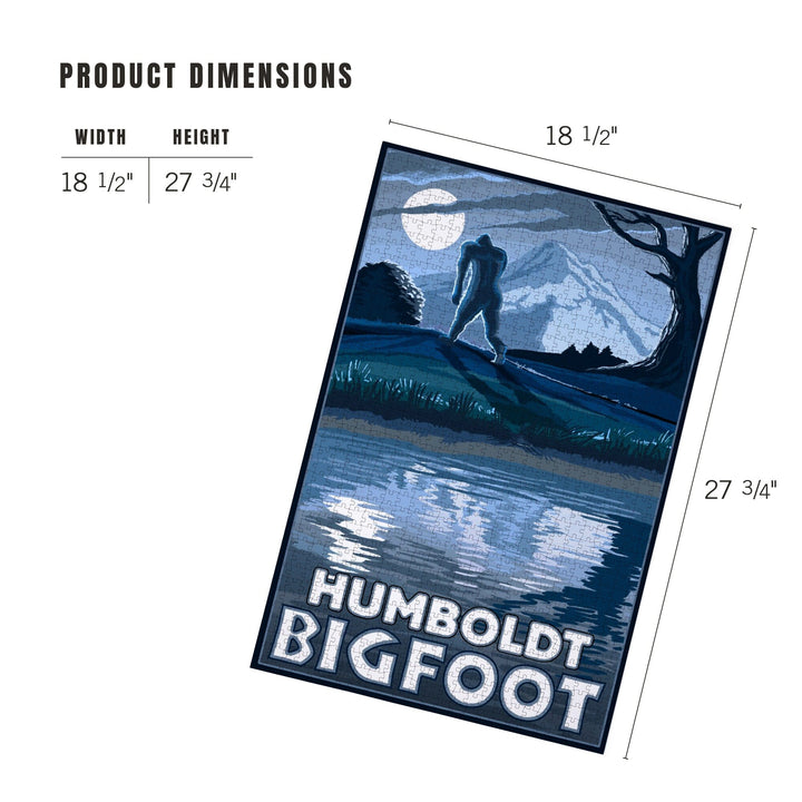 Humboldt, California, Bigfoot and Mountain, Jigsaw Puzzle Puzzle Lantern Press 