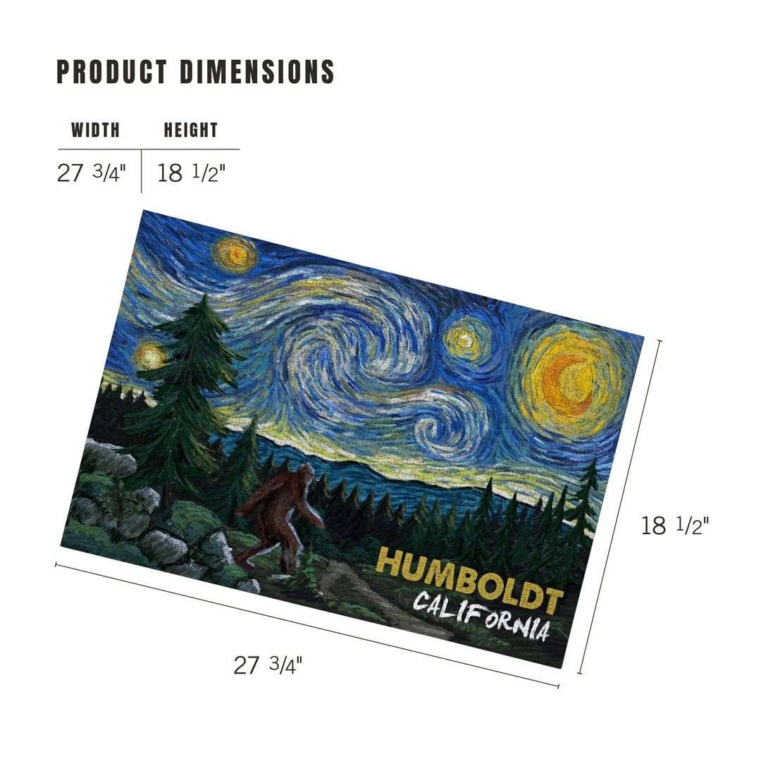 Humboldt, California, Bigfoot, Van Gogh Starry Night, Jigsaw Puzzle Puzzle Lantern Press 