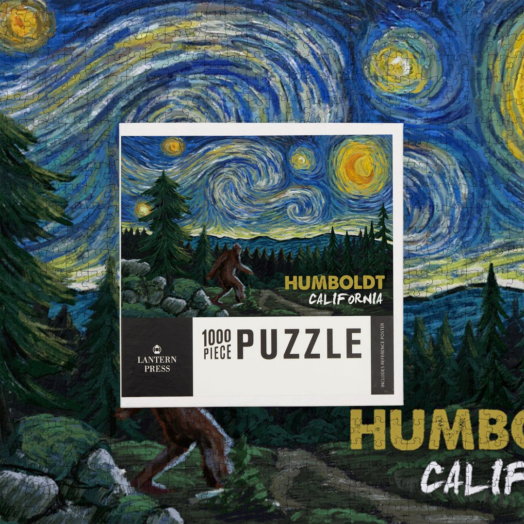 Humboldt, California, Bigfoot, Van Gogh Starry Night, 1000 piece jigsaw  puzzle – Lantern Press