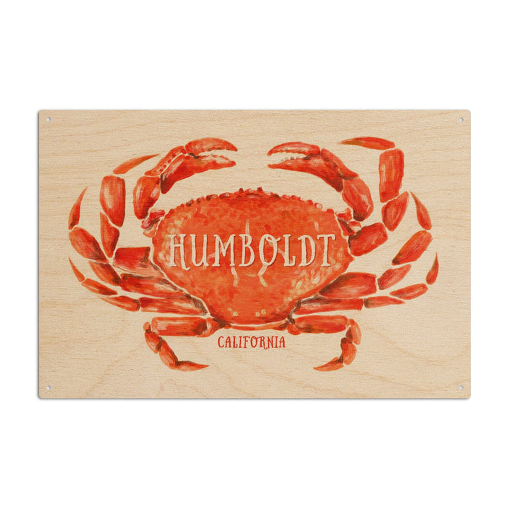 Humboldt, California, Dungeness Crab, Watercolor, Lantern Press Artwork, Wood Signs and Postcards Wood Lantern Press 10 x 15 Wood Sign 