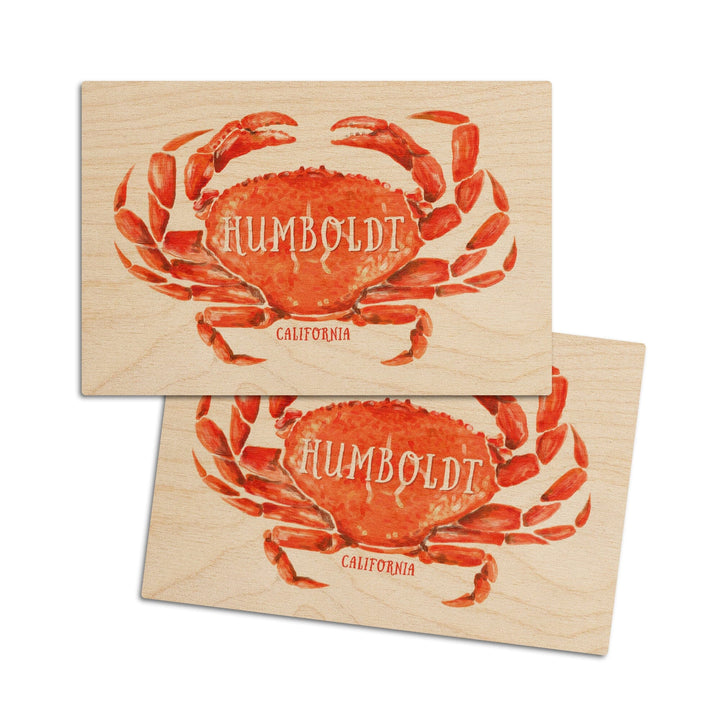 Humboldt, California, Dungeness Crab, Watercolor, Lantern Press Artwork, Wood Signs and Postcards Wood Lantern Press 4x6 Wood Postcard Set 
