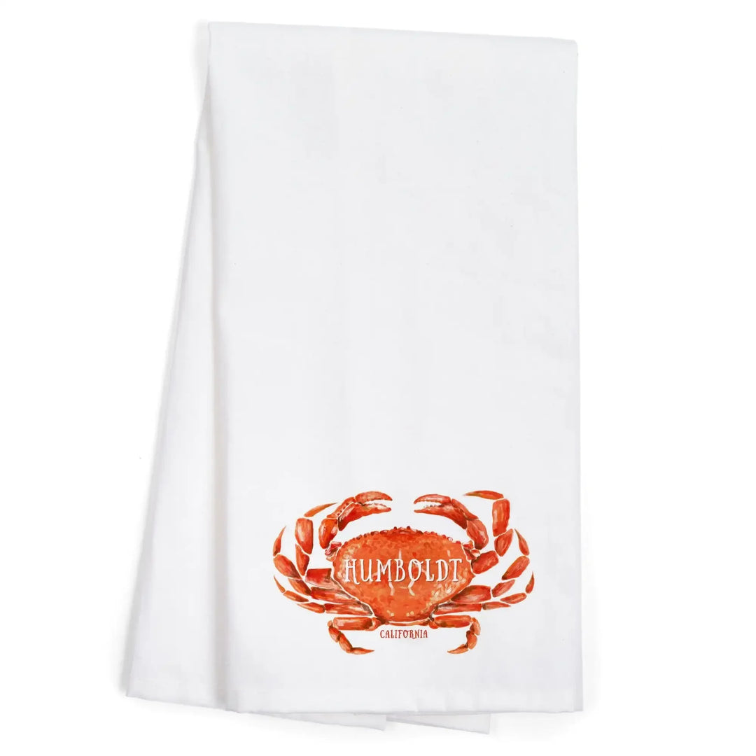 Humboldt, California, Dungeness Crab, Watercolor, Organic Cotton Kitchen Tea Towels Kitchen Lantern Press 