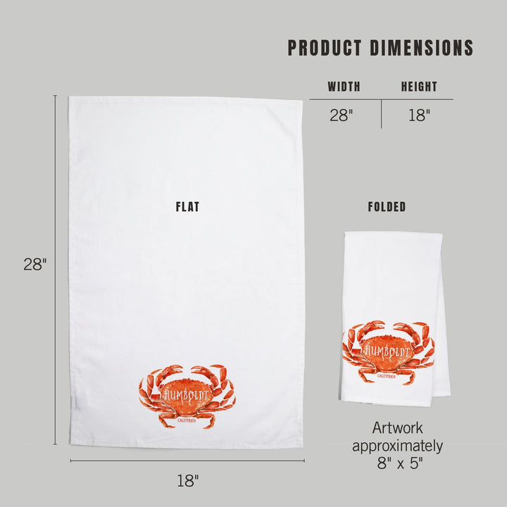 Humboldt, California, Dungeness Crab, Watercolor, Organic Cotton Kitchen Tea Towels Kitchen Lantern Press 