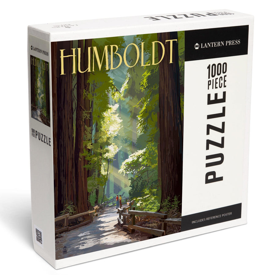 Humboldt, California, Redwoods, Pathway in Trees, Jigsaw Puzzle Puzzle Lantern Press 