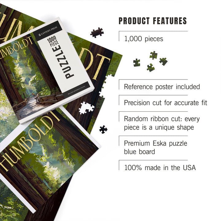 Humboldt, California, Redwoods, Pathway in Trees, Jigsaw Puzzle Puzzle Lantern Press 