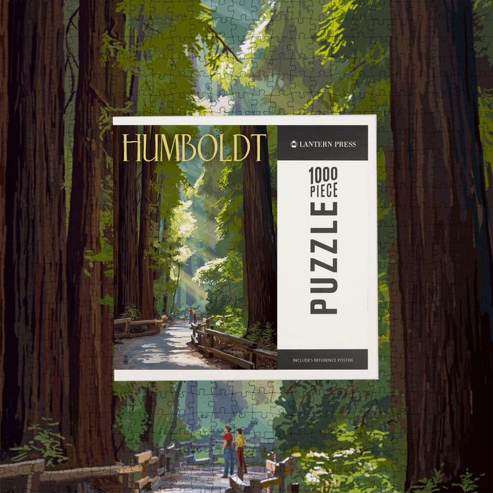 Humboldt, California, Redwoods, Pathway in Trees, Jigsaw Puzzle Puzzle Lantern Press 
