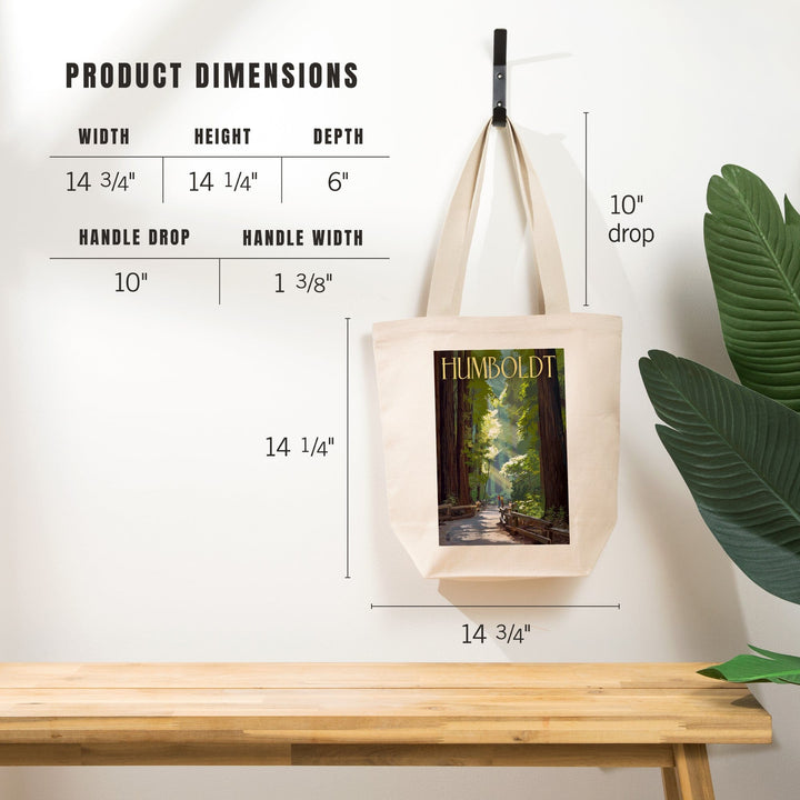 Humboldt, California, Redwoods, Pathway in Trees, Lantern Press Artwork, Tote Bag - Lantern Press