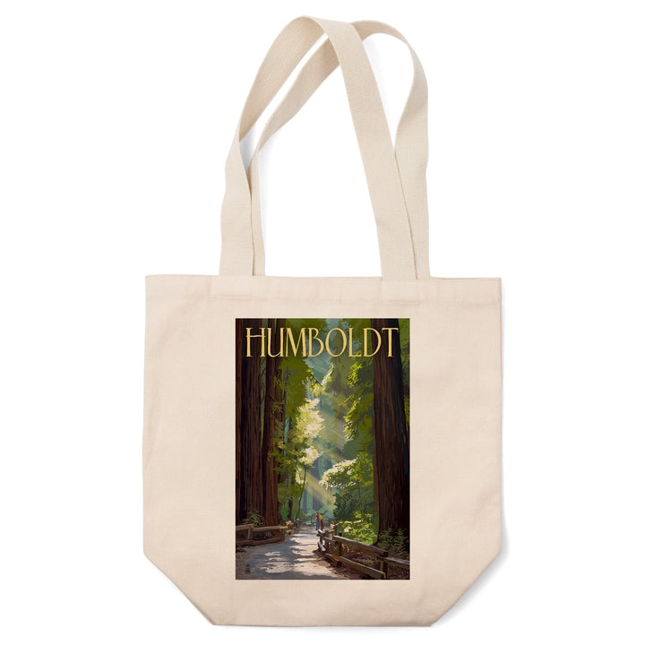 Humboldt, California, Redwoods, Pathway in Trees, Lantern Press Artwork, Tote Bag - Lantern Press