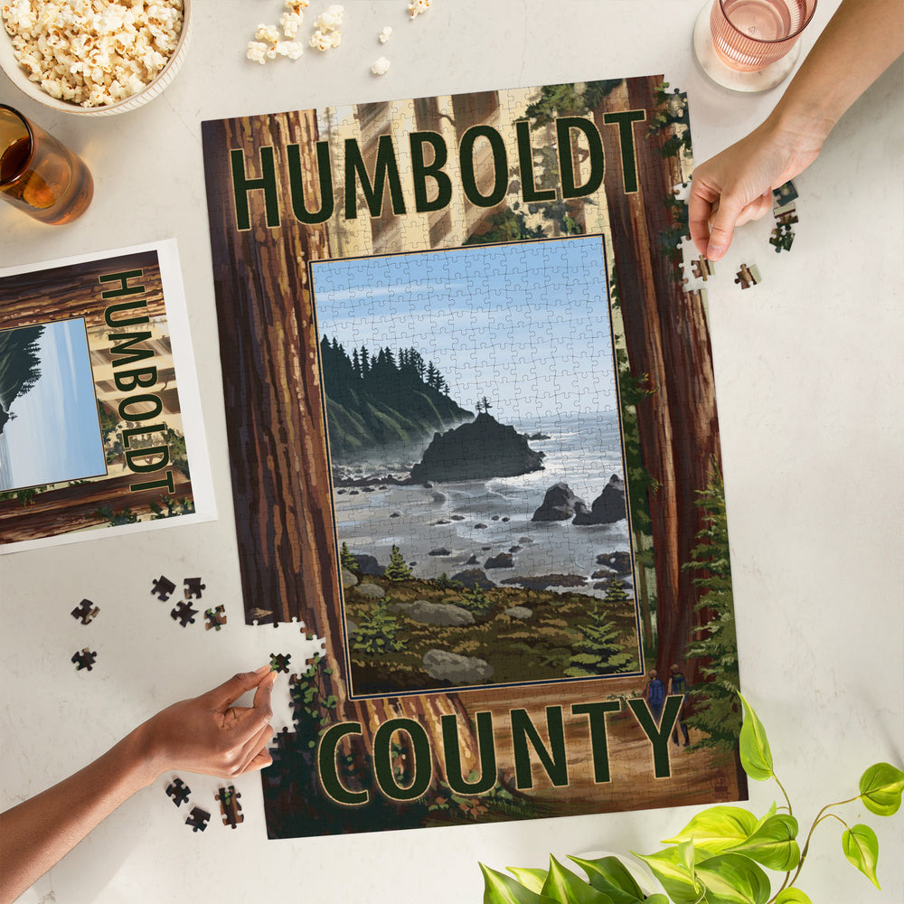 Humboldt County, California, Redwoods, Beach Inset, Jigsaw Puzzle Puzzle Lantern Press 