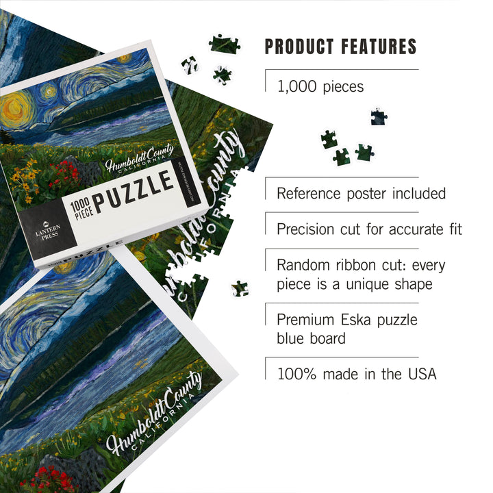 Humboldt County, California, Starry Night, Jigsaw Puzzle Puzzle Lantern Press 