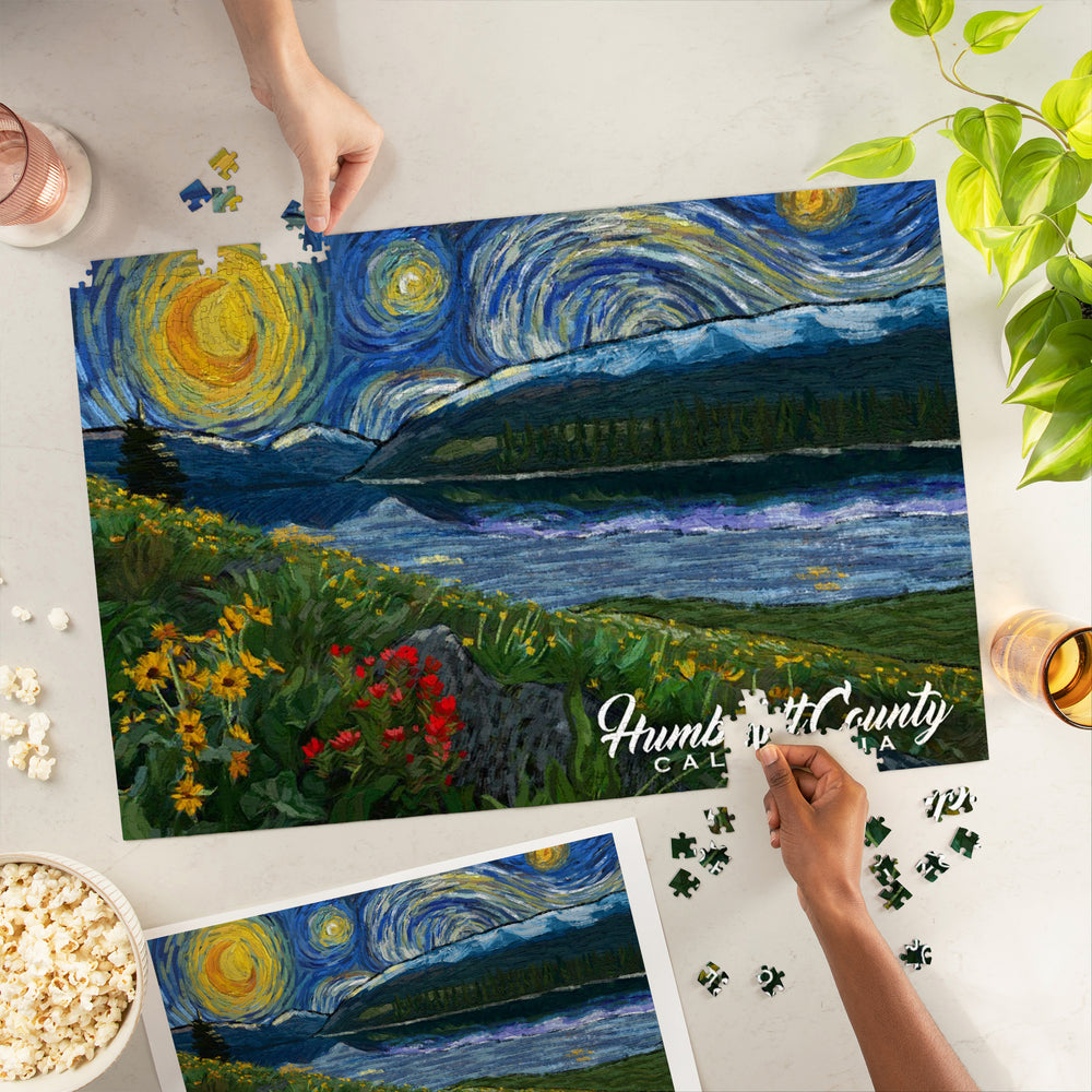 Humboldt County, California, Starry Night, Jigsaw Puzzle Puzzle Lantern Press 