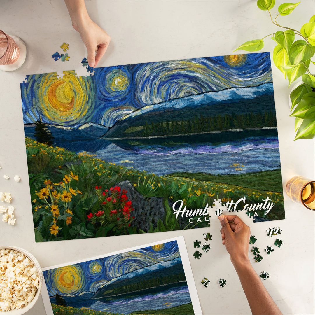 Humboldt County, California, Starry Night, Jigsaw Puzzle Puzzle Lantern Press 