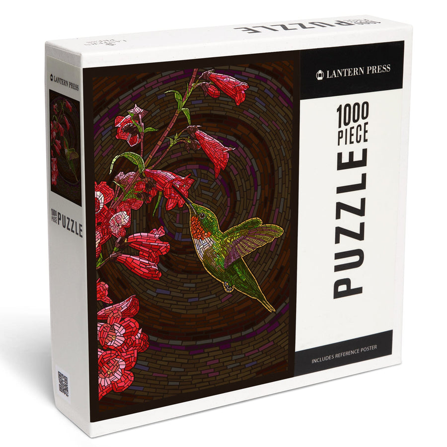 Hummingbird, Paper Mosaic, Jigsaw Puzzle Puzzle Lantern Press 