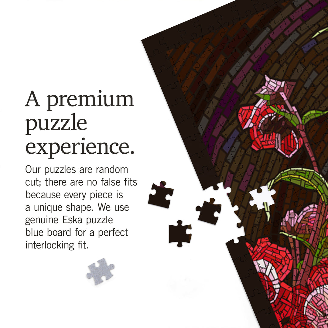 Hummingbird, Paper Mosaic, Jigsaw Puzzle Puzzle Lantern Press 