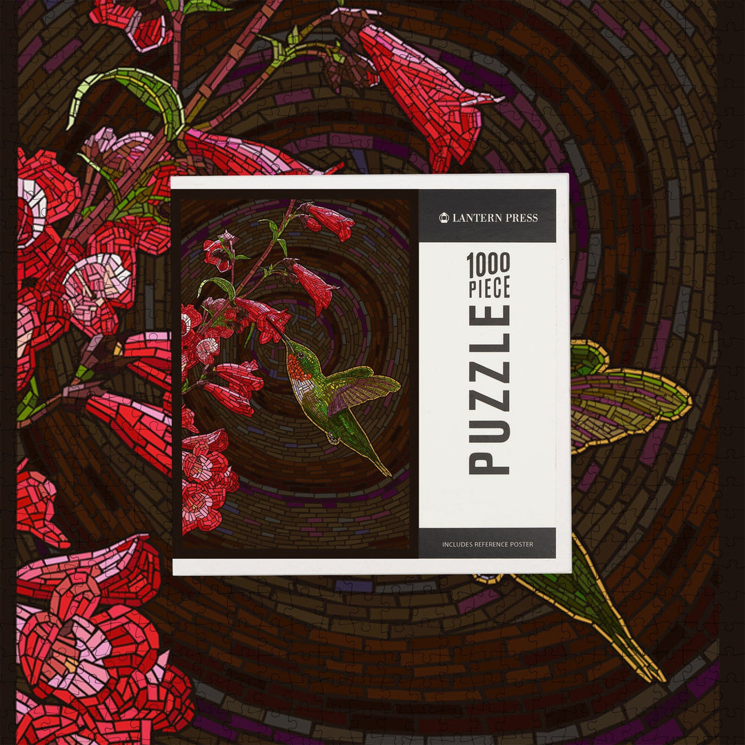 Hummingbird, Paper Mosaic, Jigsaw Puzzle Puzzle Lantern Press 