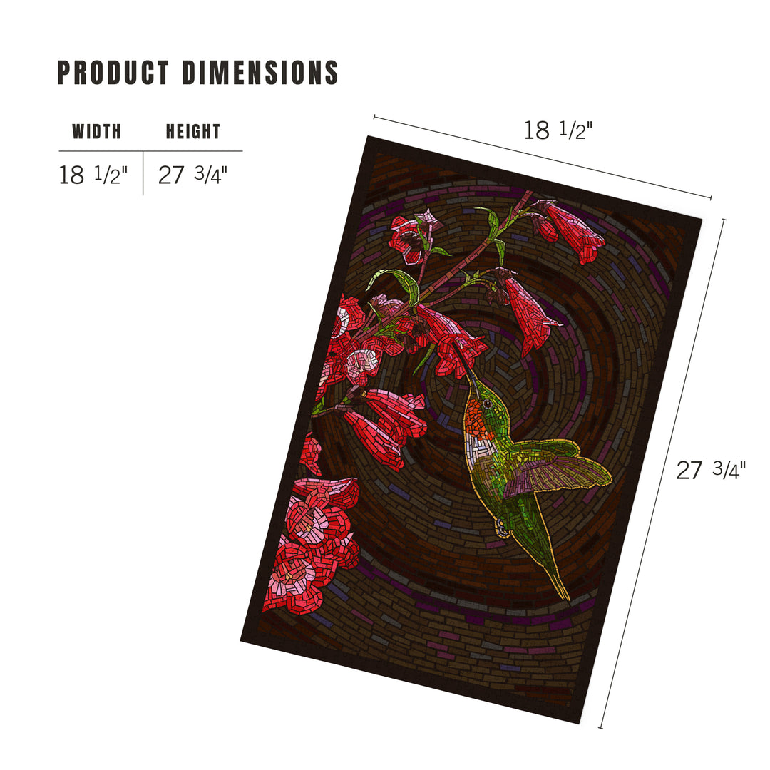 Hummingbird, Paper Mosaic, Jigsaw Puzzle Puzzle Lantern Press 