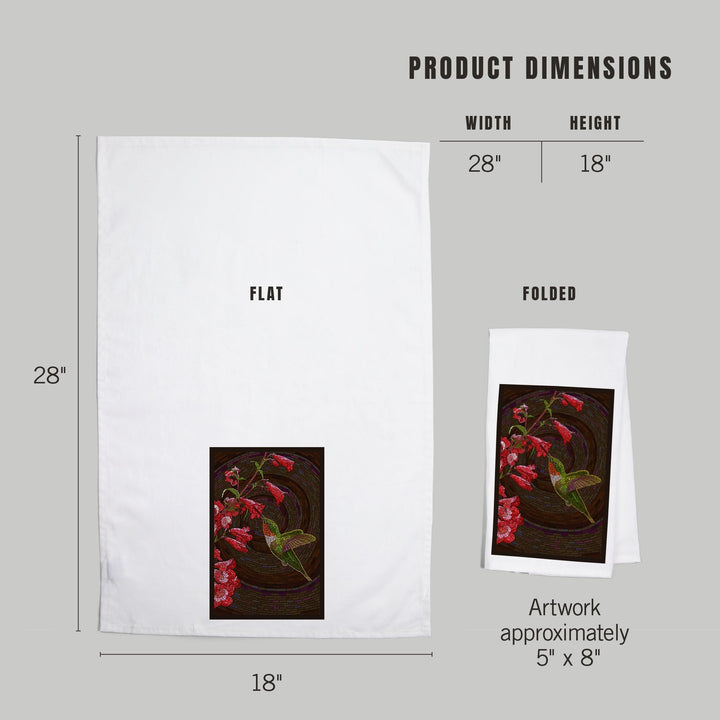 Hummingbird, Paper Mosaic, Organic Cotton Kitchen Tea Towels Kitchen Lantern Press 