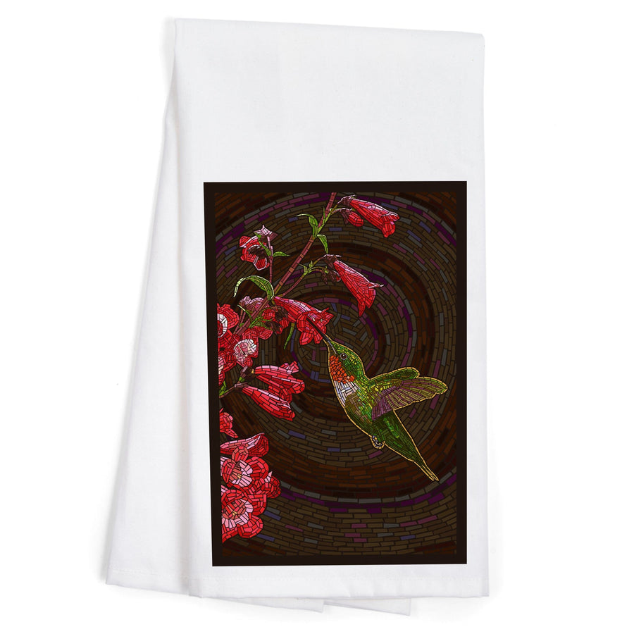 Hummingbird, Paper Mosaic, Organic Cotton Kitchen Tea Towels Kitchen Lantern Press 