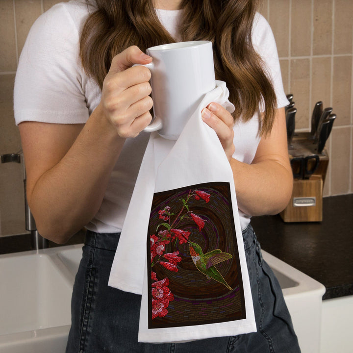 Hummingbird, Paper Mosaic, Organic Cotton Kitchen Tea Towels Kitchen Lantern Press 