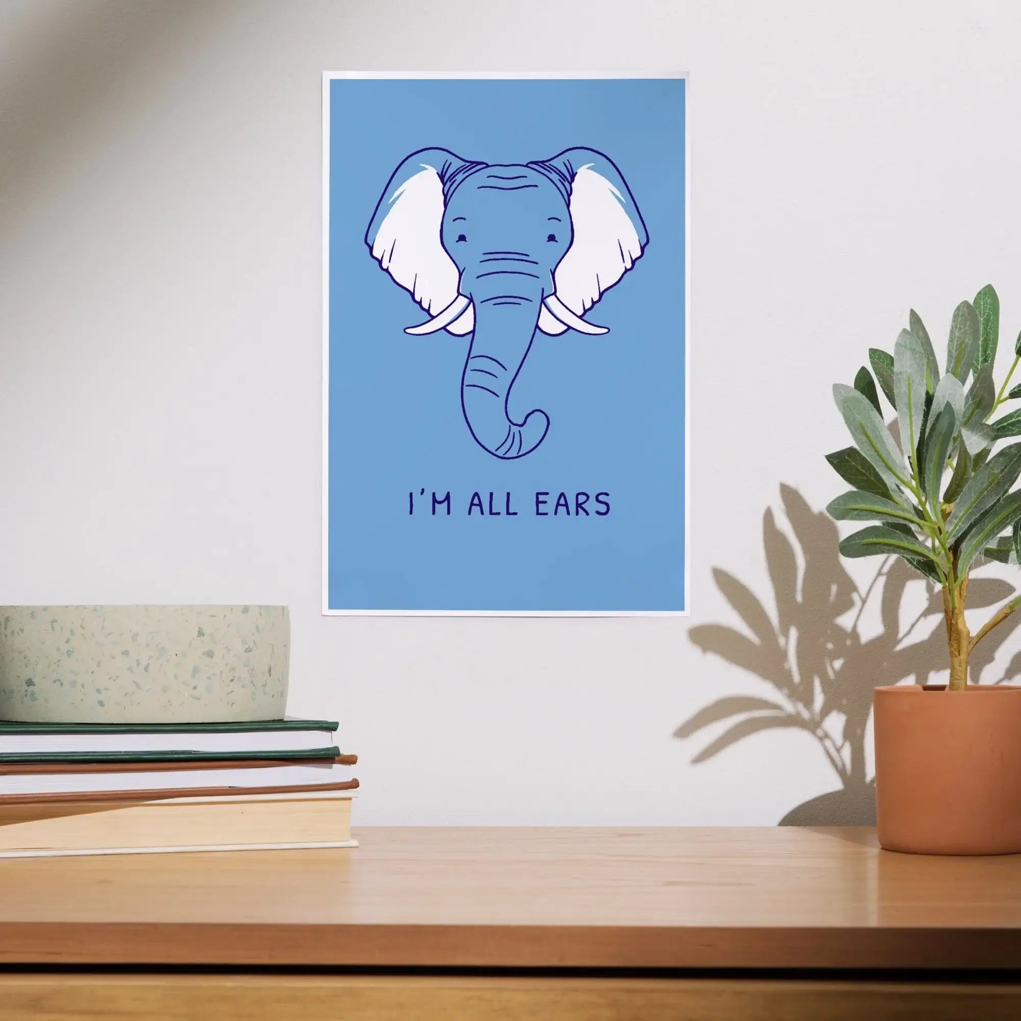 Humorous Animals Collection, Elephant, I'm All Ears art prints