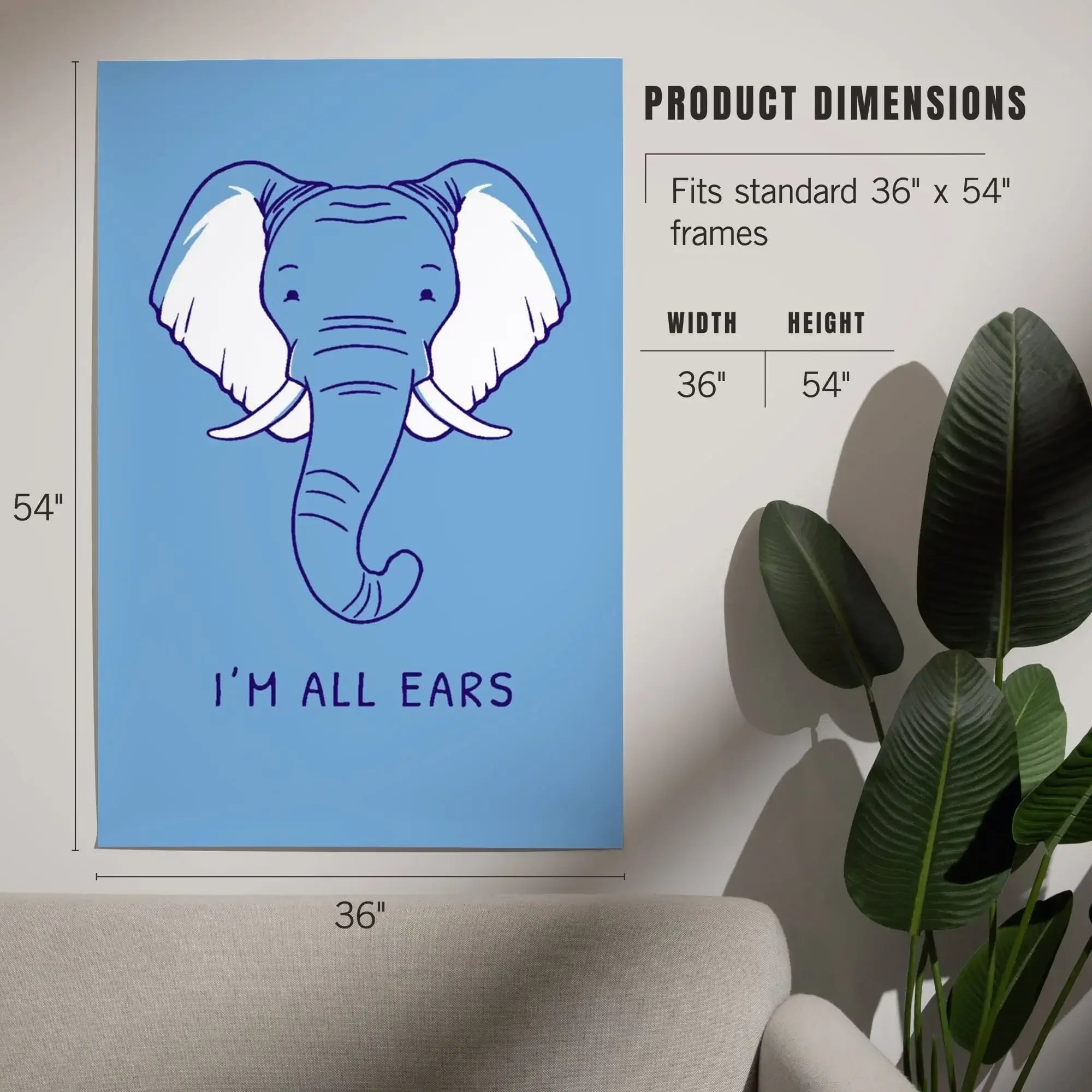 Humorous Animals Collection, Elephant, I'm All Ears art prints