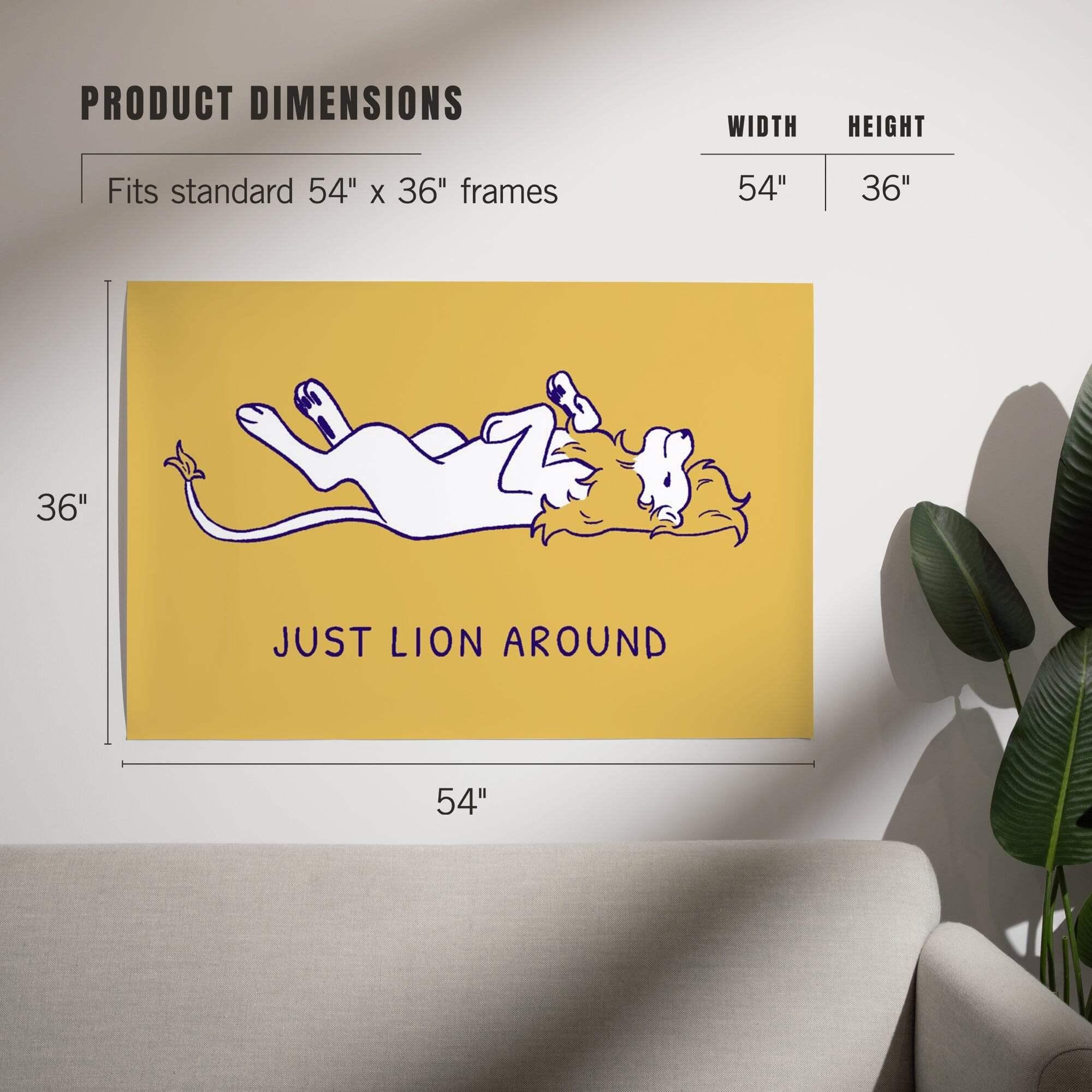 Humorous Animals Collection, Lion, Just Lion Around art prints