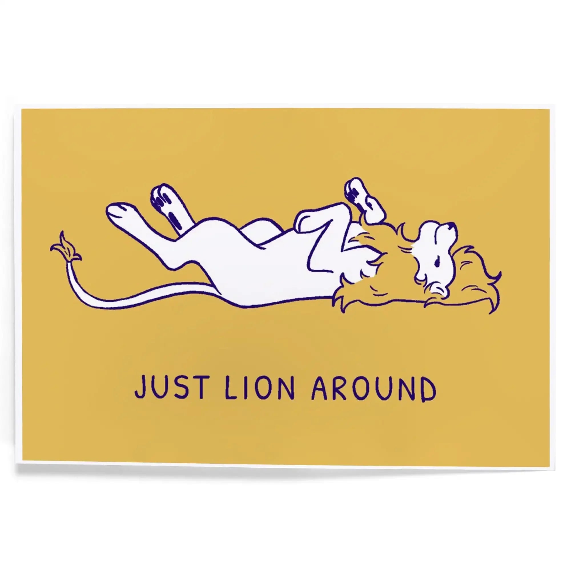 Humorous Animals Collection, Lion, Just Lion Around art prints