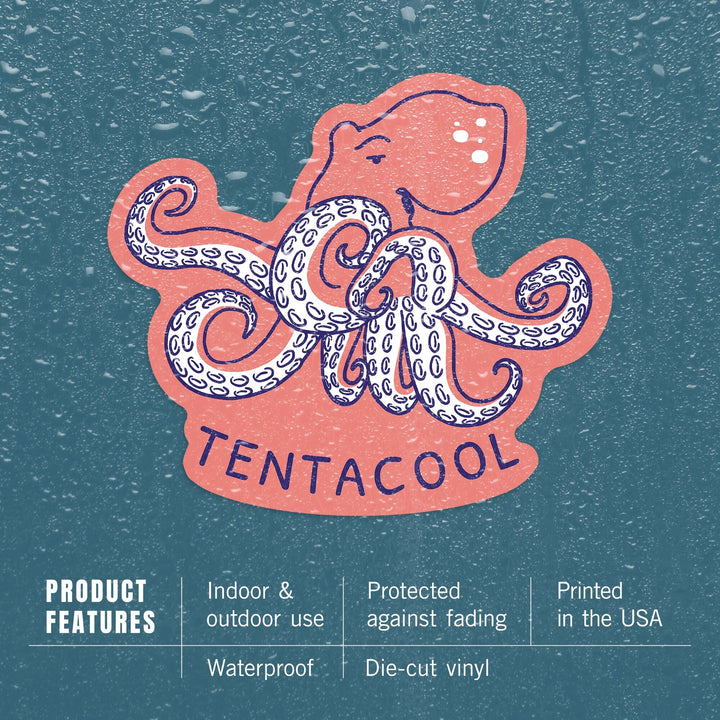 Humorous Animals Collection, Octopus, Tentacool, Contour, Vinyl Sticker Sticker Lantern Press 